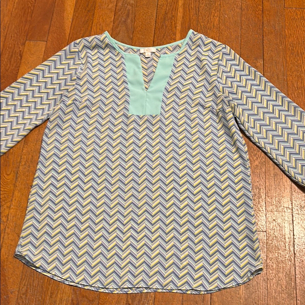 Charming Charlie Mint Chevron 3/4 Tee